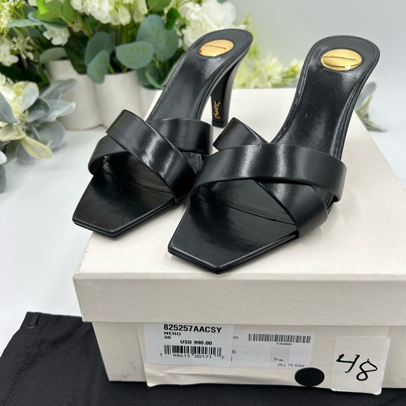 Women's Saint Laurent, Jill 75 leather mules size 36 made in Italy - Picture 11 of 12